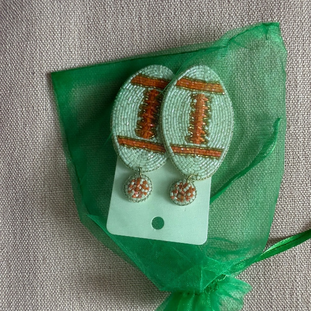 Beaded Football Earrings